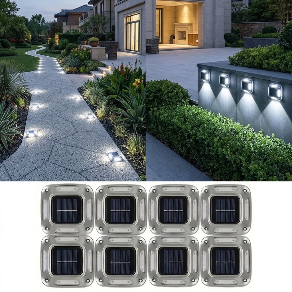 Outdoor Lighting On Stairs - 8 Stück Solar-Wegeleuchten für den Außenbereich,
