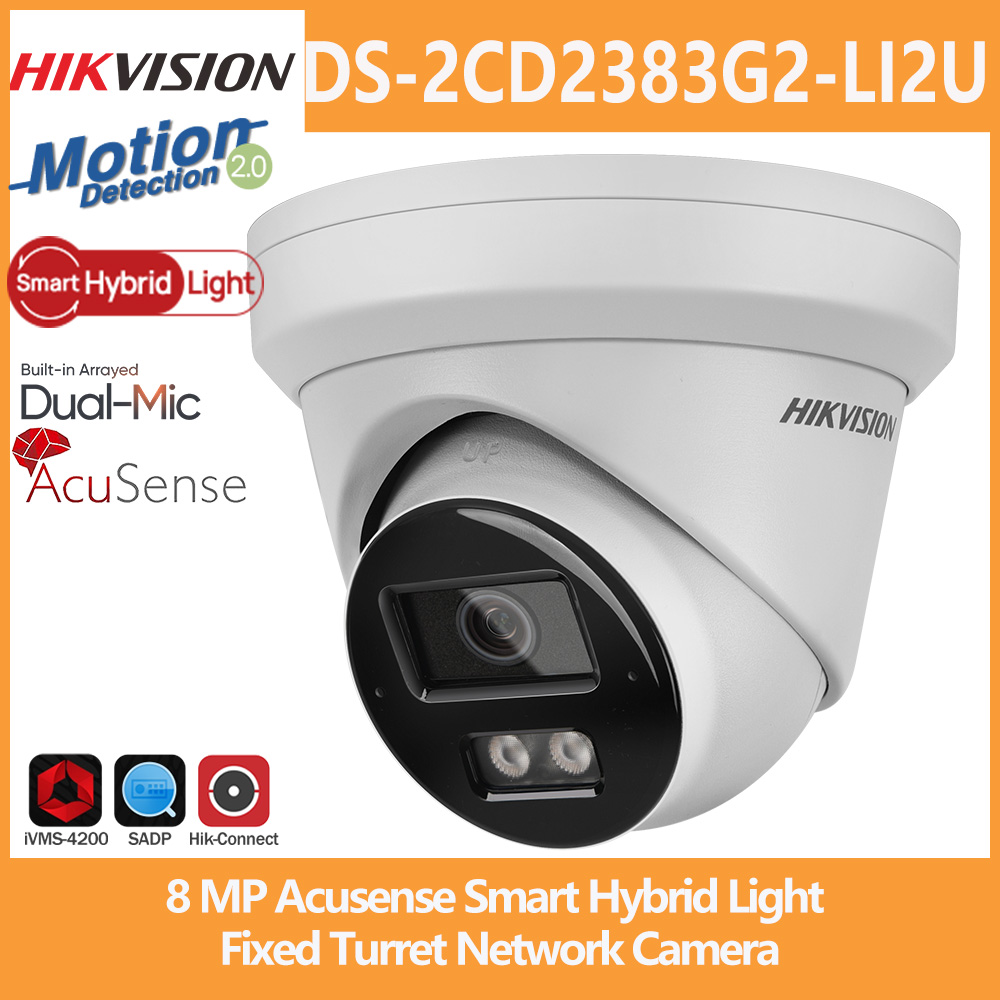 Outdoor Lighting No Electricity - Hikvision 8MP IP-Kamera DS-2CD2383G2-LI2U Smart Hybrid