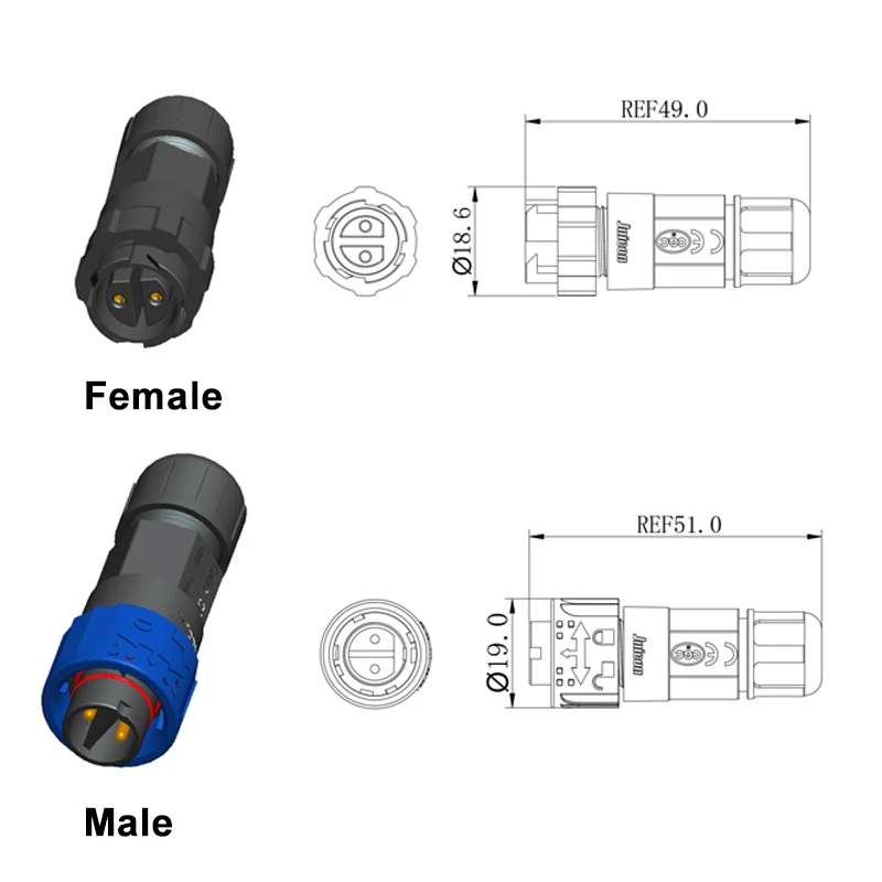 Outdoor Lighting Wire Connectors - 2Pin M16 Power Stecker Selbstsichernde Montage