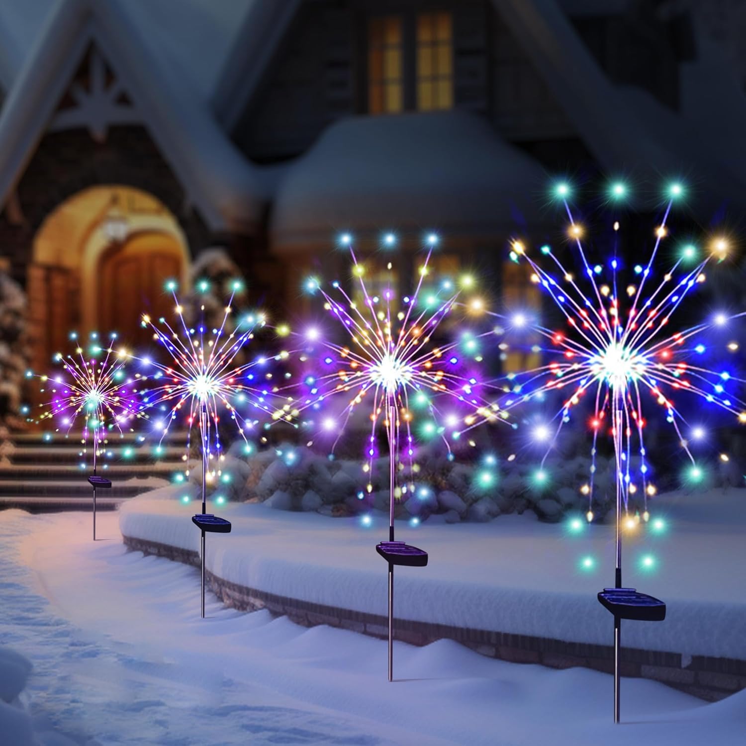 Outdoor Lighting Xmas - Solar-LED-Feuerwerkslichterkette für den Außenbereich, Gartendekoration, 8