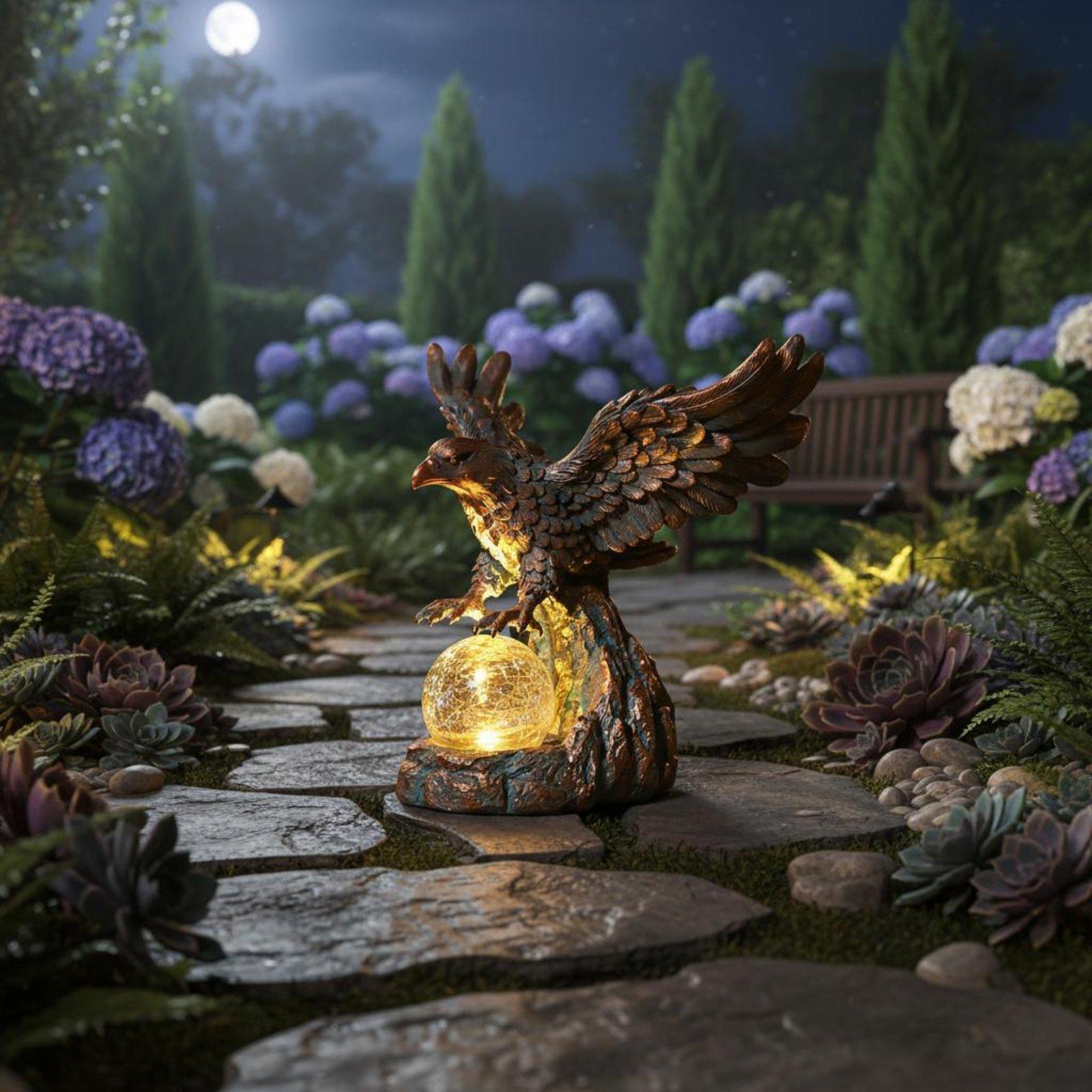 Outdoor Lighting Pathway - Solar-Adler-Statuenleuchte, wasserdichte Außenbeleuchtung für Garten, Weg