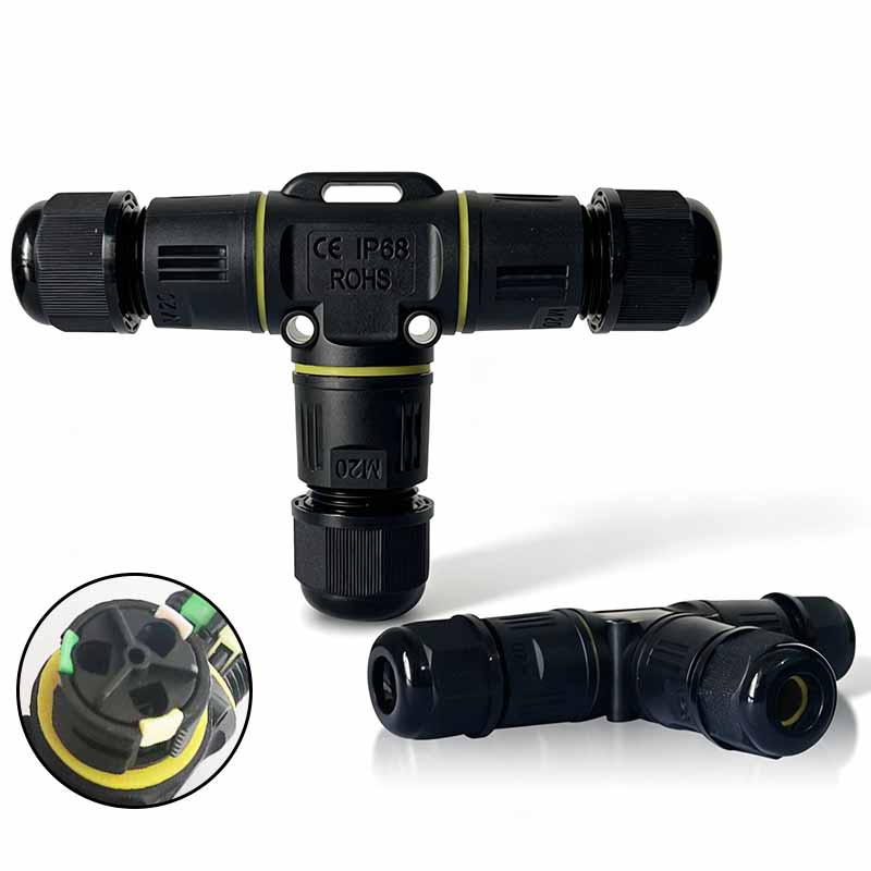 Outdoor Lighting Wire Connectors - IP68 Wasserdichter T-förmiger Kabelverbinder 3-Wege-Abzweig Outdoor