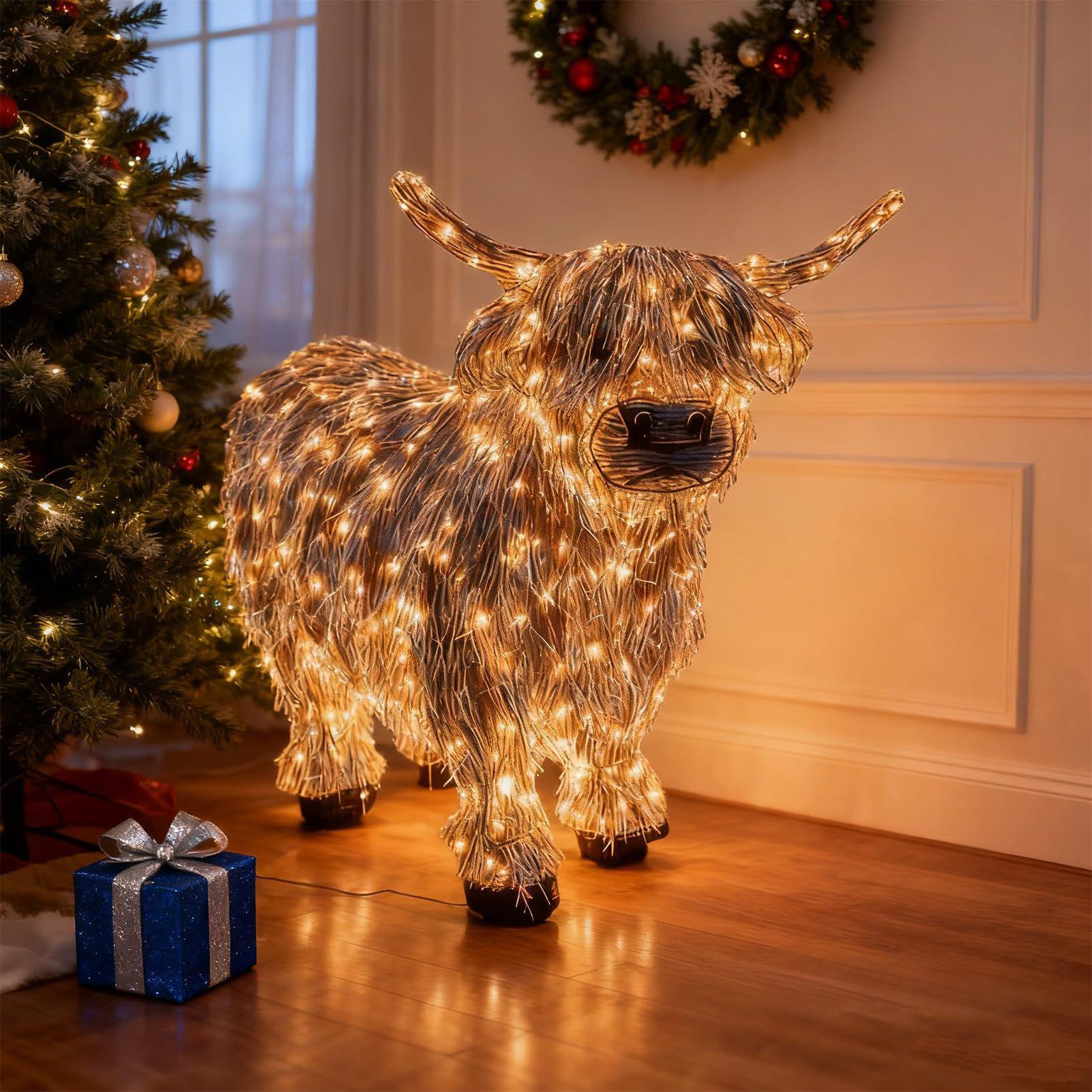 Outdoor Lighting Xmas - Kuhdekorationen, 3D-Kuh, leuchtend, 27,9 cm hoch,