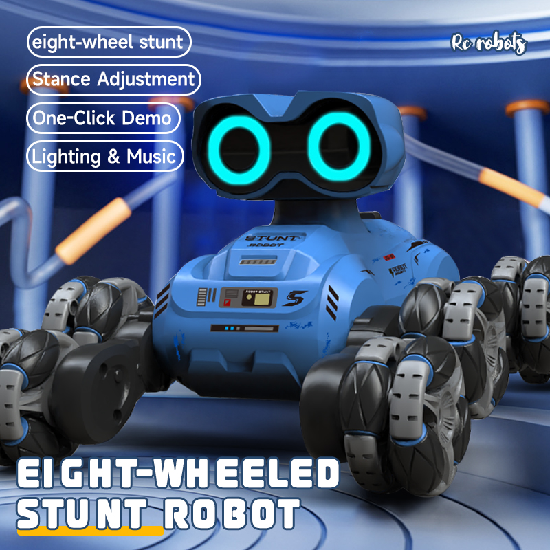 Outdoor Lighting Battery Operated - LIFEA FOLORA Neuer Acht-Rad-Stunt-RC-Roboter mit Schwenkarm,
