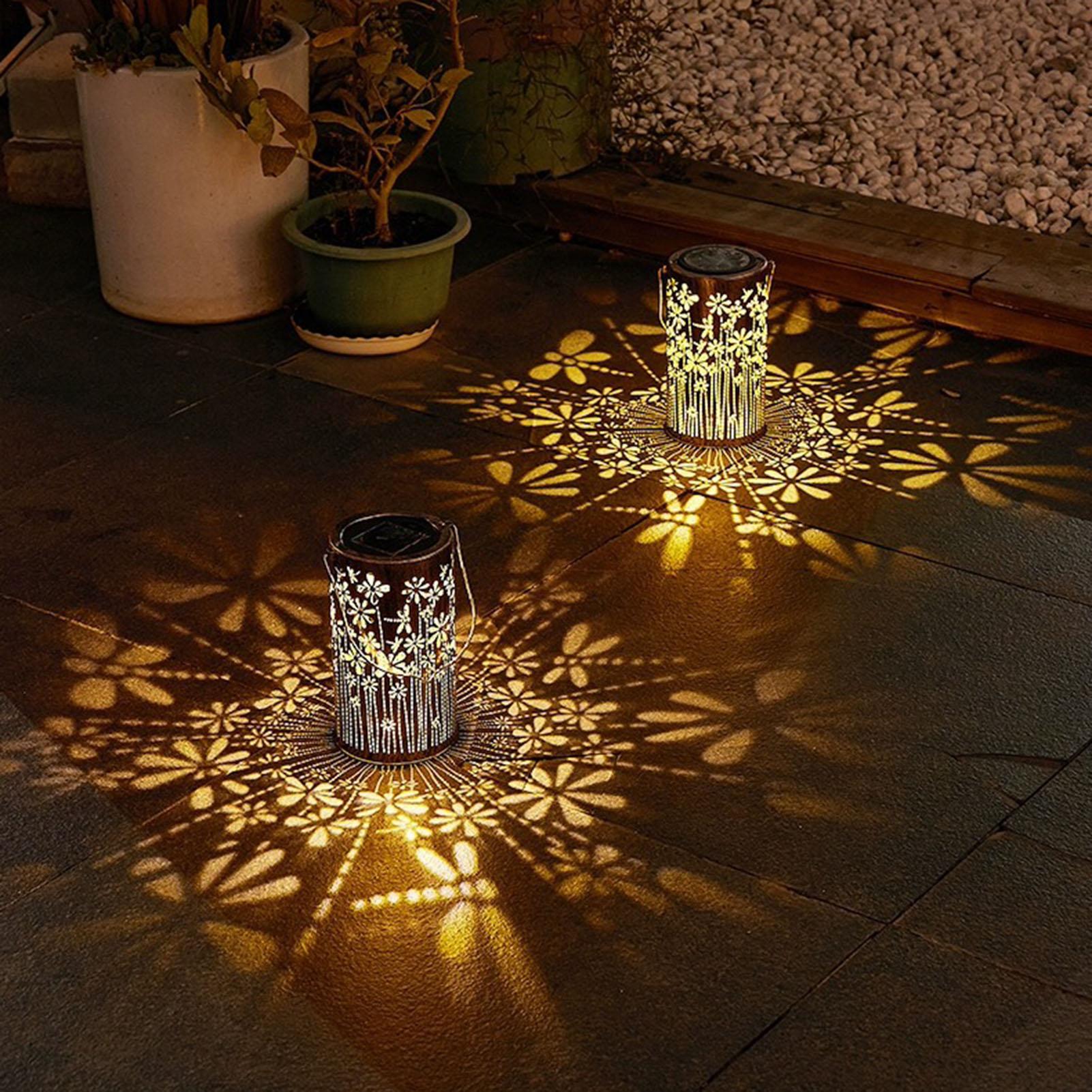 Outdoor Lighting Pathway - Solarlaternen, bunte Metall-Blumenlampen, Solarleuchten für den