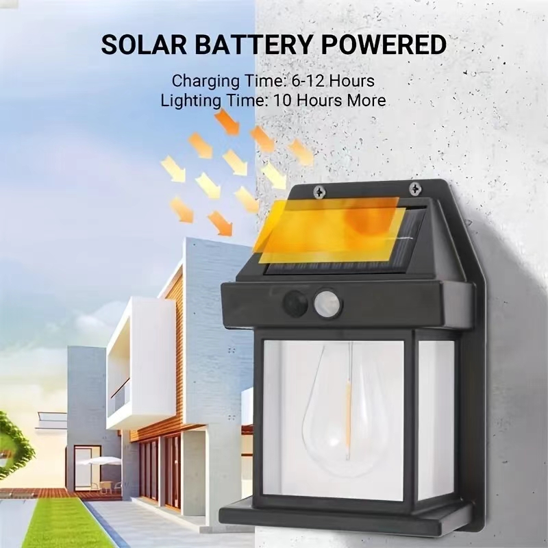 Outdoor Lighting For Front Of House - Solarbetriebene wasserdichte LED-Wandleuchte für den Außenbereich,