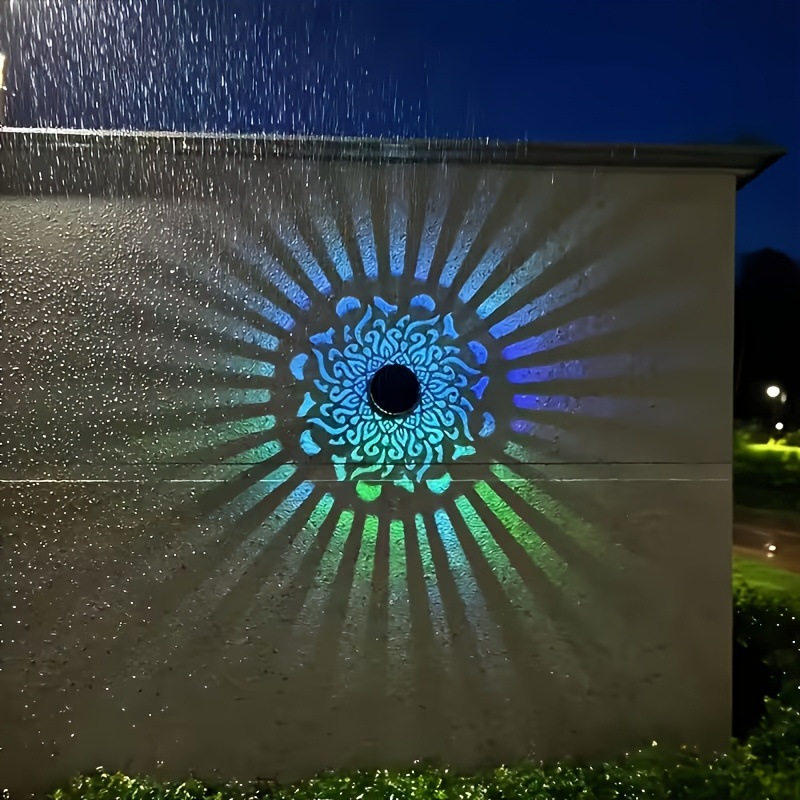 Outdoor Lighting On House - Solar-LED-Wandleuchte Mandala-Projektionslaterne Wasserdichte Außenbeleuchtung für Hof