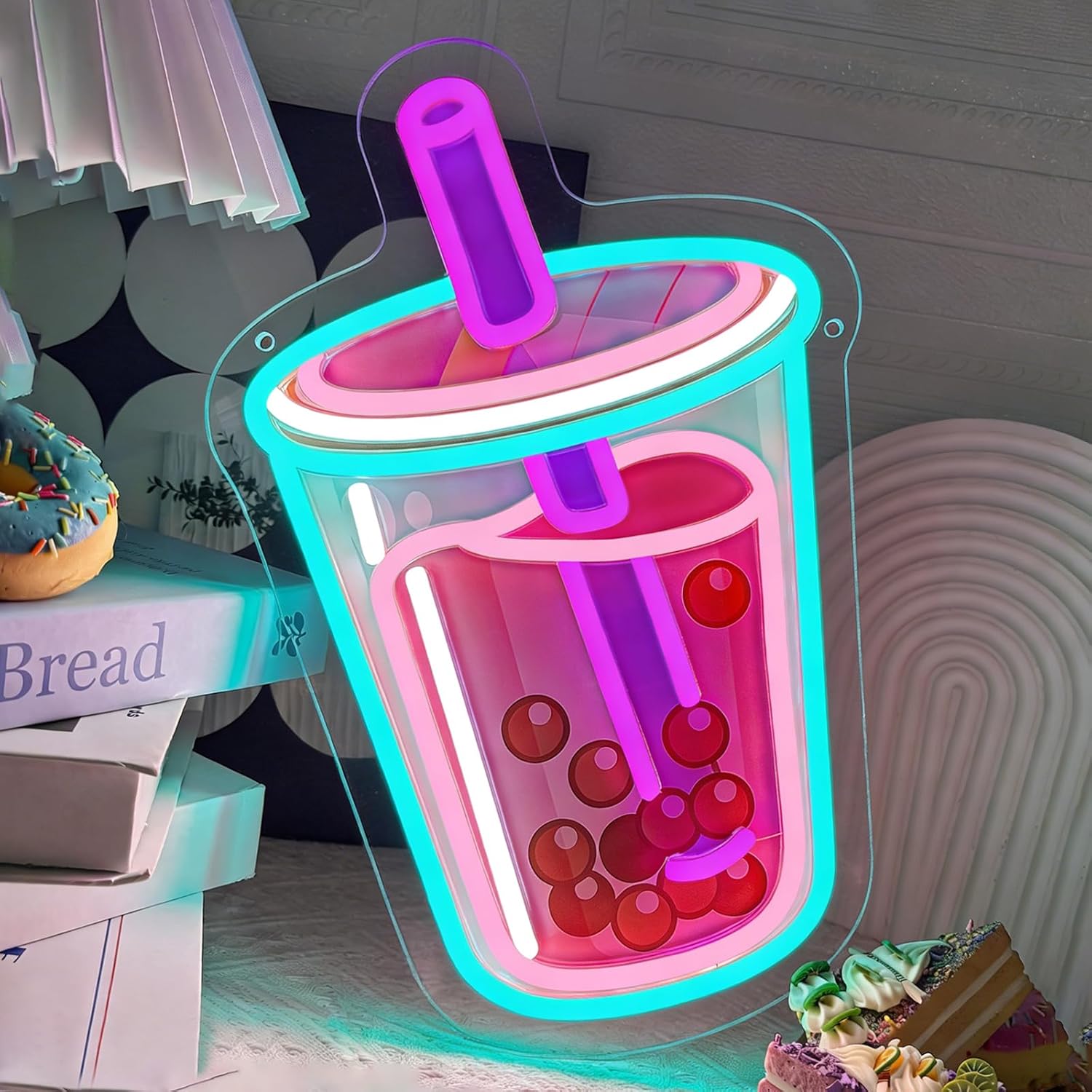 Outdoor Lighting Restaurant - Bubble Tea Neon-Schild, USB-betrieben, dimmbares LED-Licht