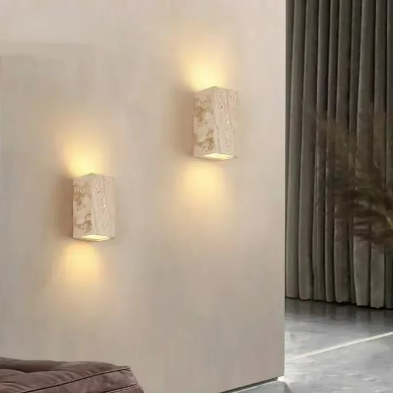 Wandleuchte aus gelbem Travert – Outdoor Lighting For Front Of House Bewertung und Preis
